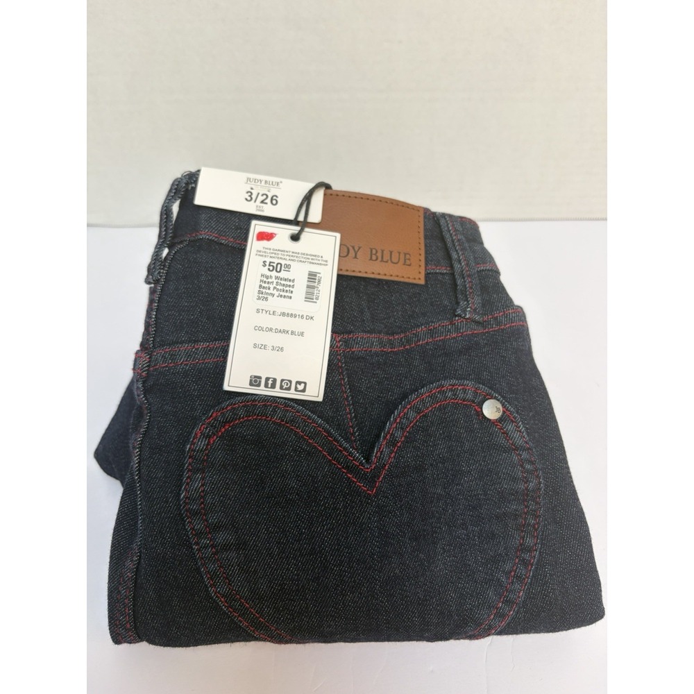 Judy Blue NWT High Waist Heart Back Pockets Skinny Denim Jeans #88916 - Sz 3/26